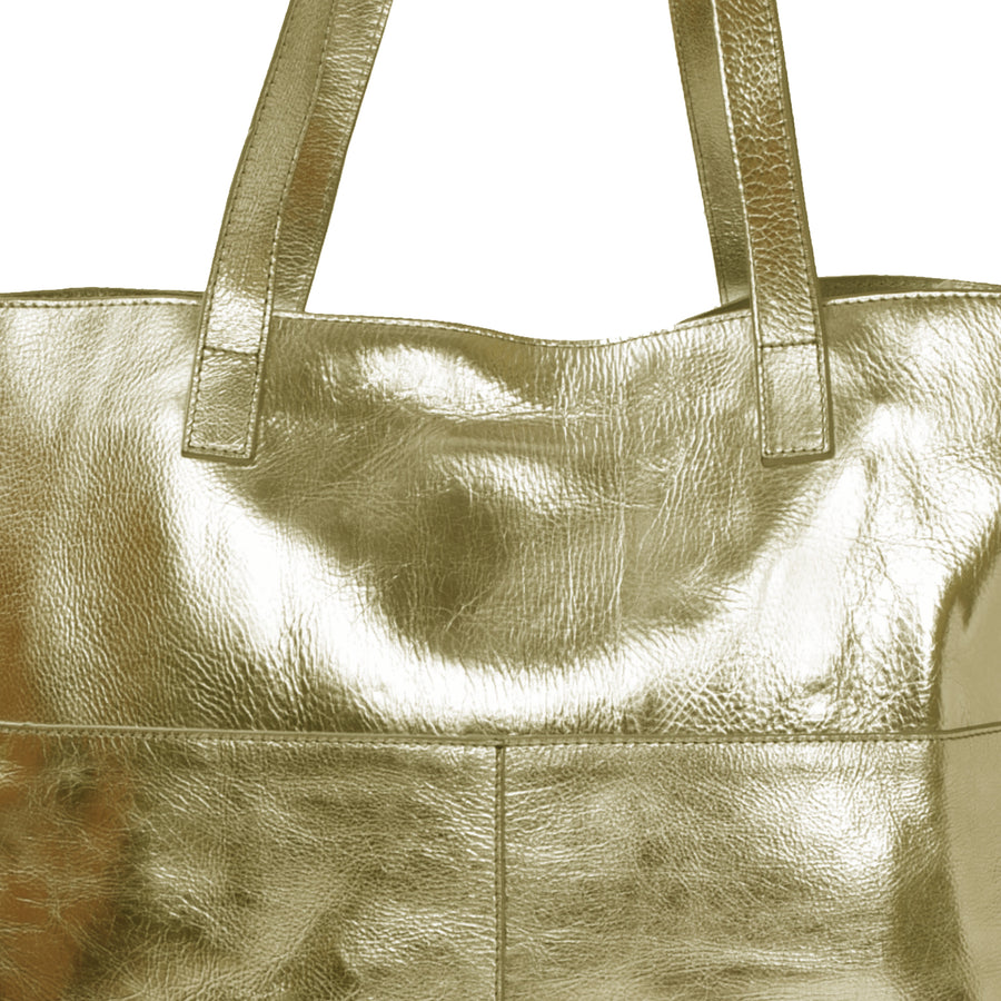 Gold Metallic Leather Tote