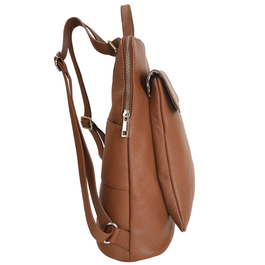 Camel Soft Leather Flap Pocket Backpack Brix and Bailey Ethical Bag Brand