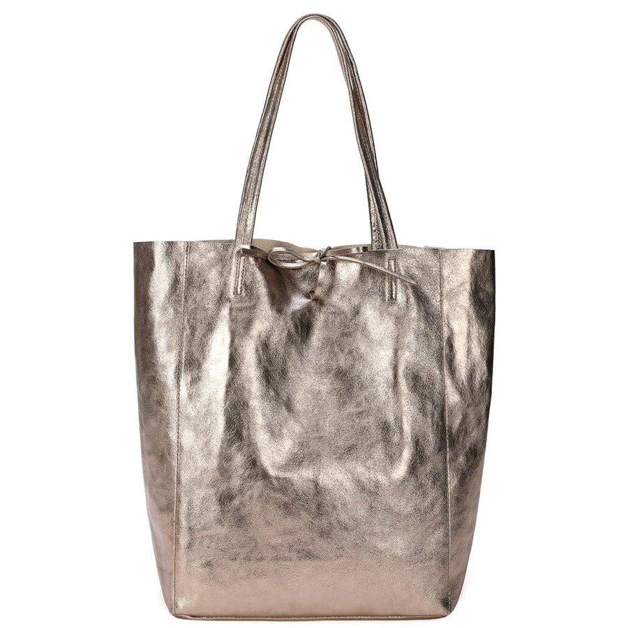 Bronze Metallic Leather Tote Shopper Bag - Brix + Bailey