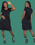 Black Cotton Breastfeeding Dress | Black Nursing Dress | MilkyMoon