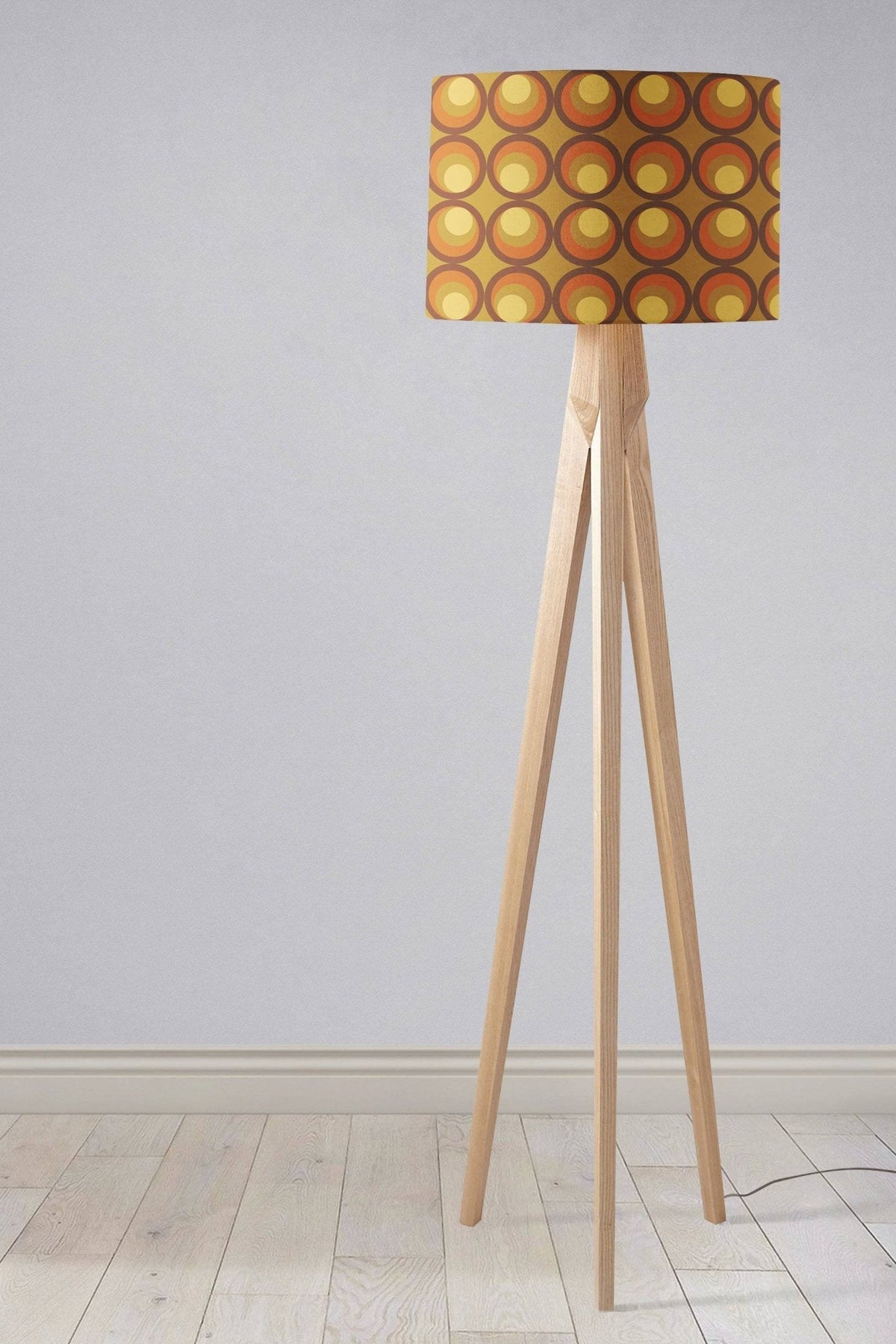 Brown and Orange Drum Lampshade, 1970s Retro Design Shade for Table, Floor or Ceiling Pendant Light