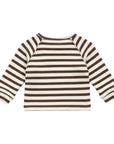 Brown and White Striped Thick Long Sleeve Top