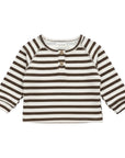 Brown and White Striped Thick Long Sleeve Top