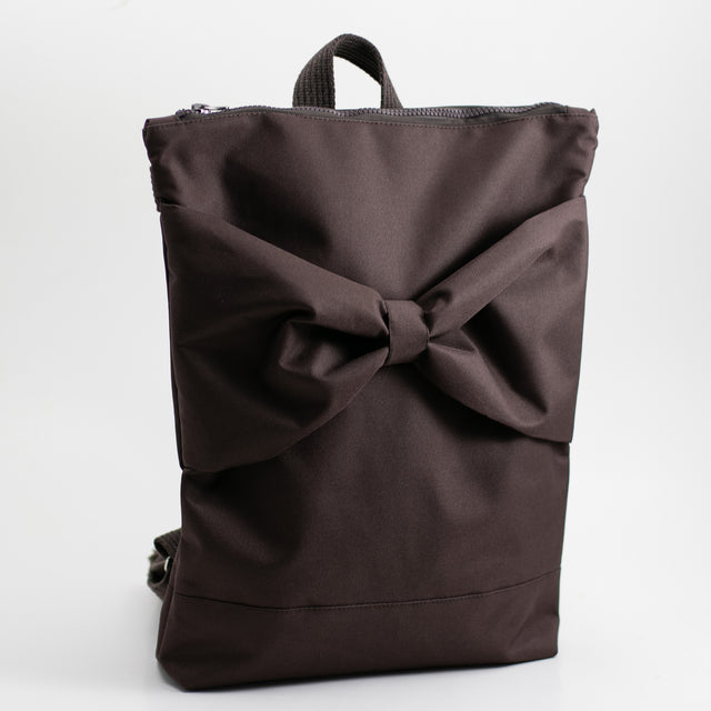 Waterproof Brown Backpack with Statement Bow