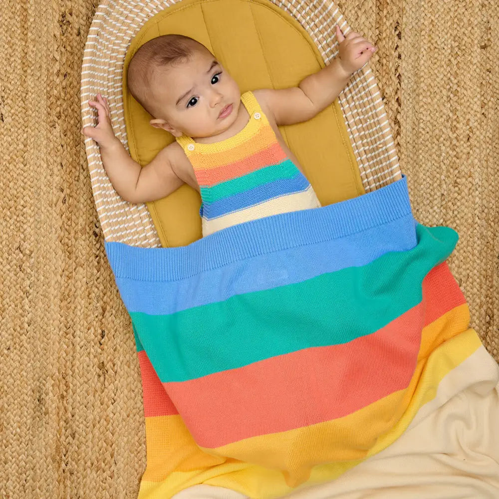 Rainbow Stripe Organic Knit Baby Romper