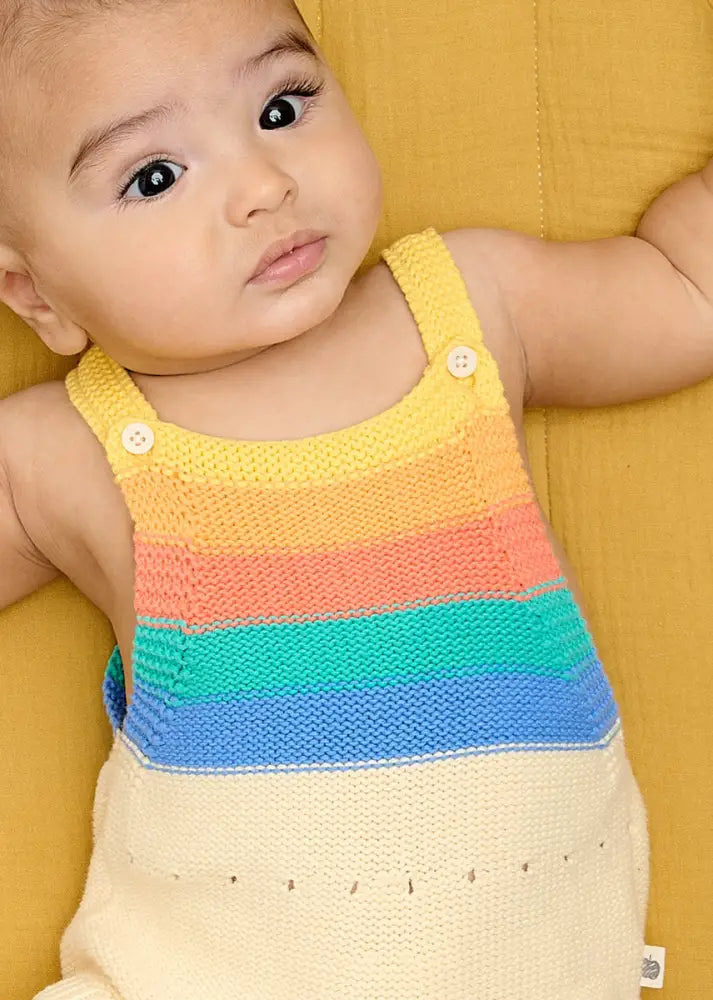 Rainbow Stripe Organic Knit Baby Romper