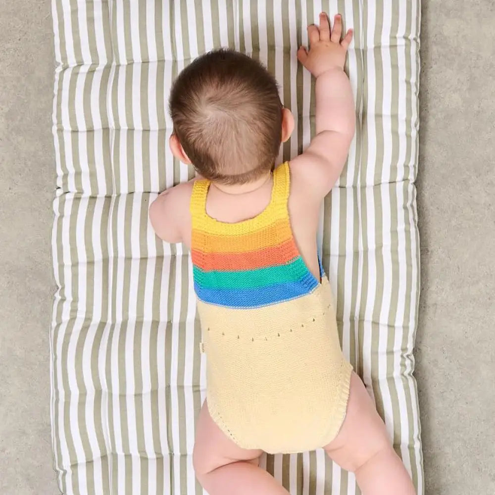 Rainbow Stripe Organic Knit Baby Romper