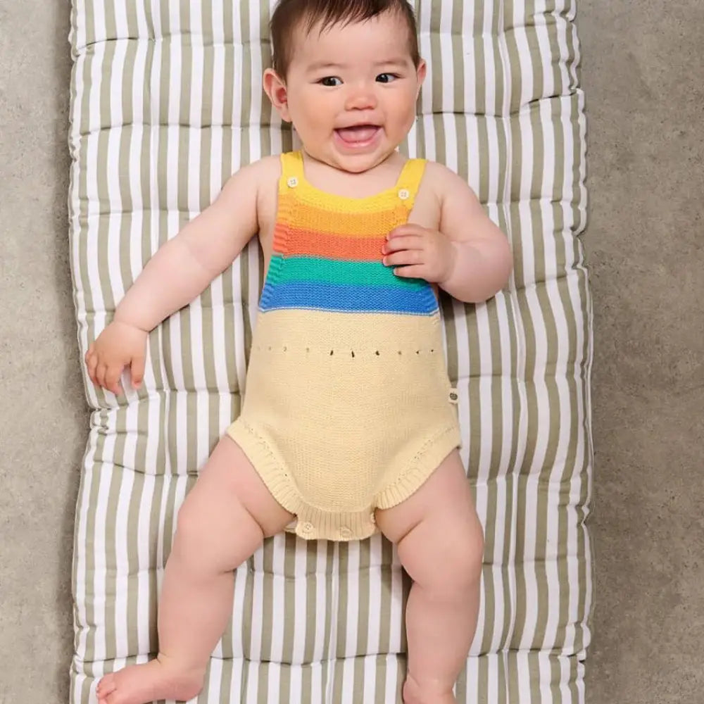 Rainbow Stripe Organic Knit Baby Romper