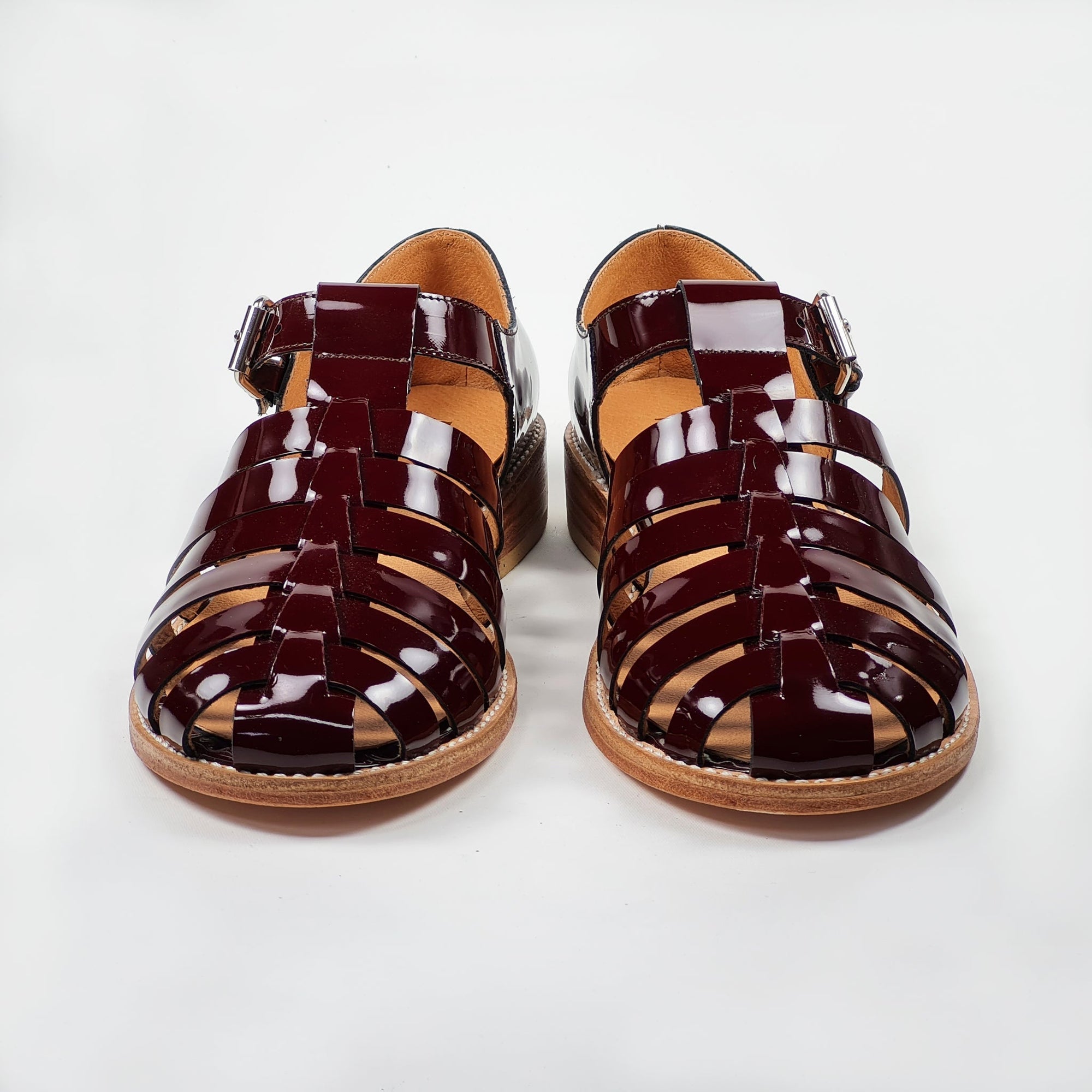 Handmade Leather Fisherman Sandals Burgundy