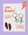 Burgundy leaf earrings
