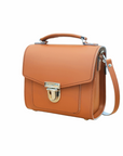 Handmade Leather Sugarcube Handbag - Burnt Orange