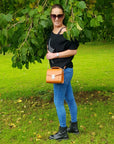 Handmade Leather Sugarcube Handbag - Burnt Orange