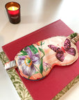 Silk eye mask with tropical floral print designs