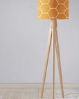 Butterscotch Yellow Drum Lampshade, Geometric Hexagon Shade for Table, Floor or Ceiling Pendant Light