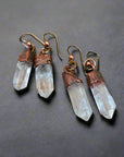 Raw Quartz Earrings - Electroformed Copper | Handmade by Blackbird & Sage
