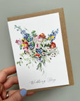 Floral Happy Wedding Day Card – Hand-Painted Watercolour Bouquet