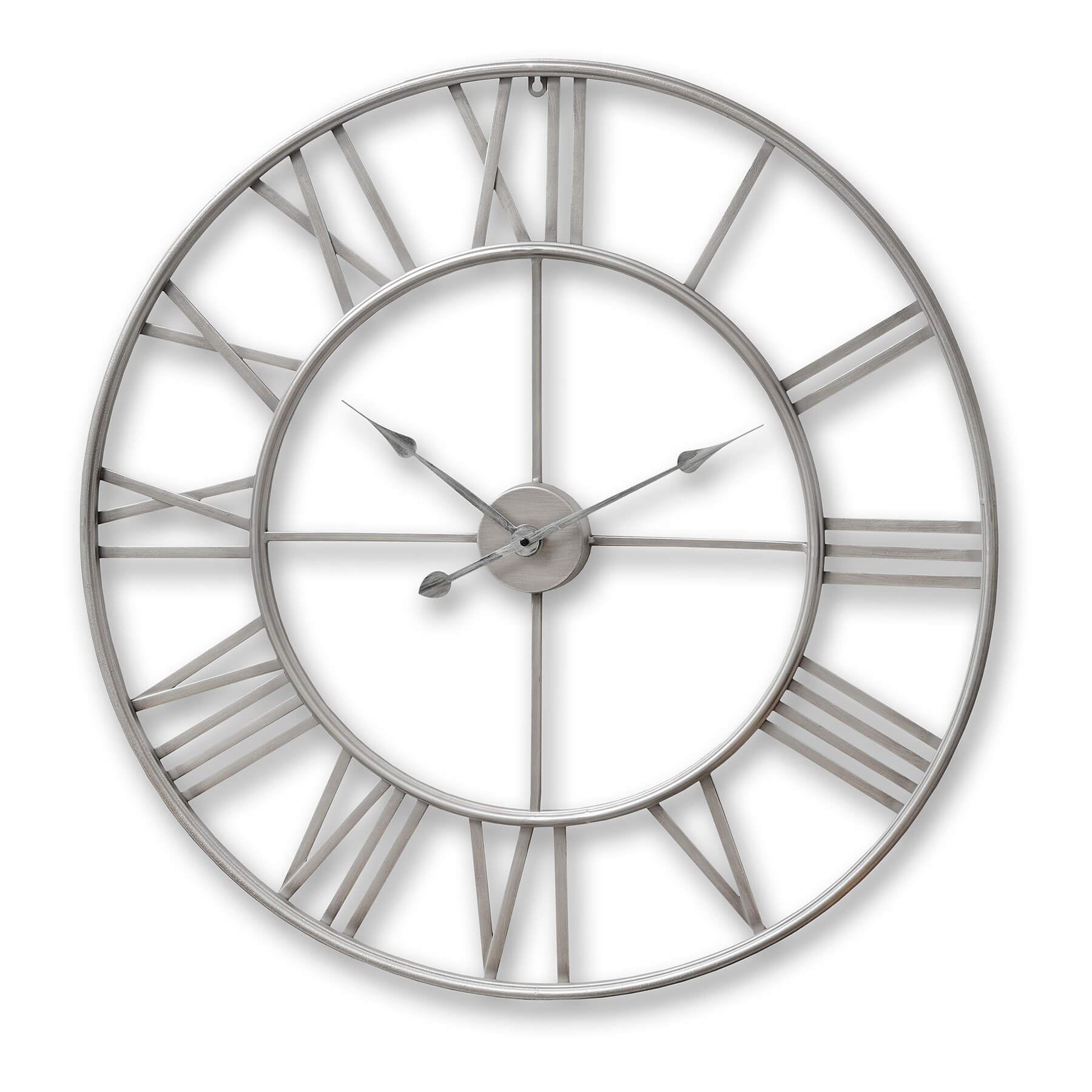 Sleek Silver Skeleton Wall Clock | Modern Gothic Decor