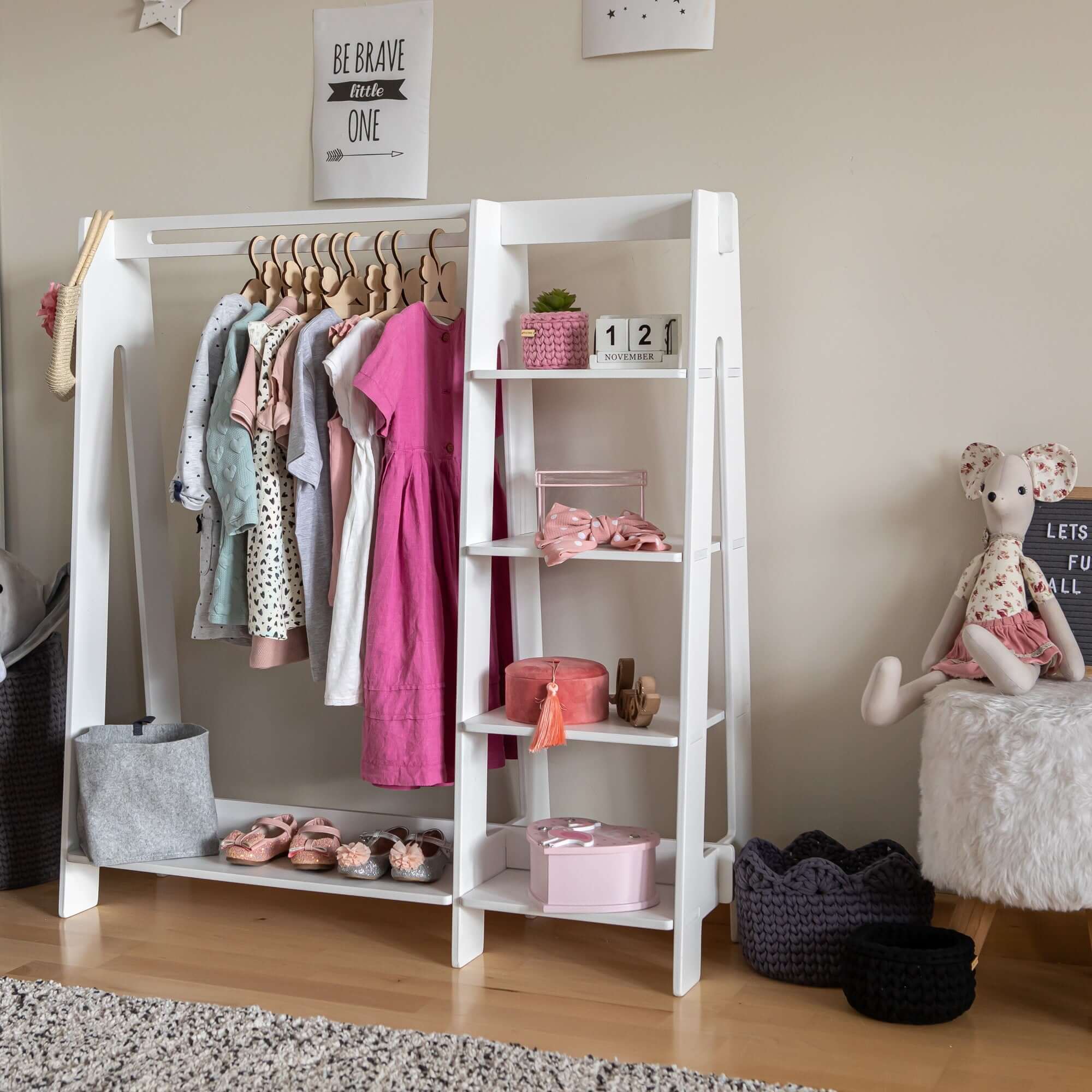 Toddler Clothing Rack with Shelves