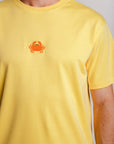 Unisex Yellow Cotton T Shirt with Embroidered Crab