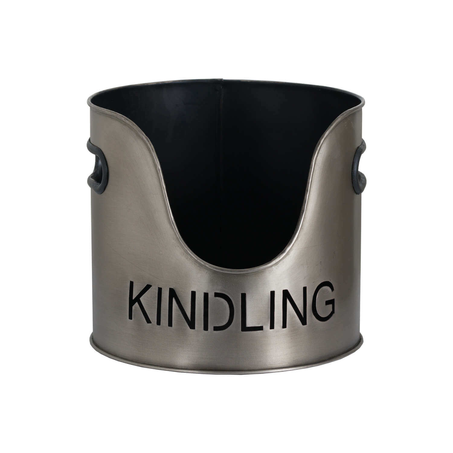 Rustic Pewter Log Bucket with Built In Match Holder