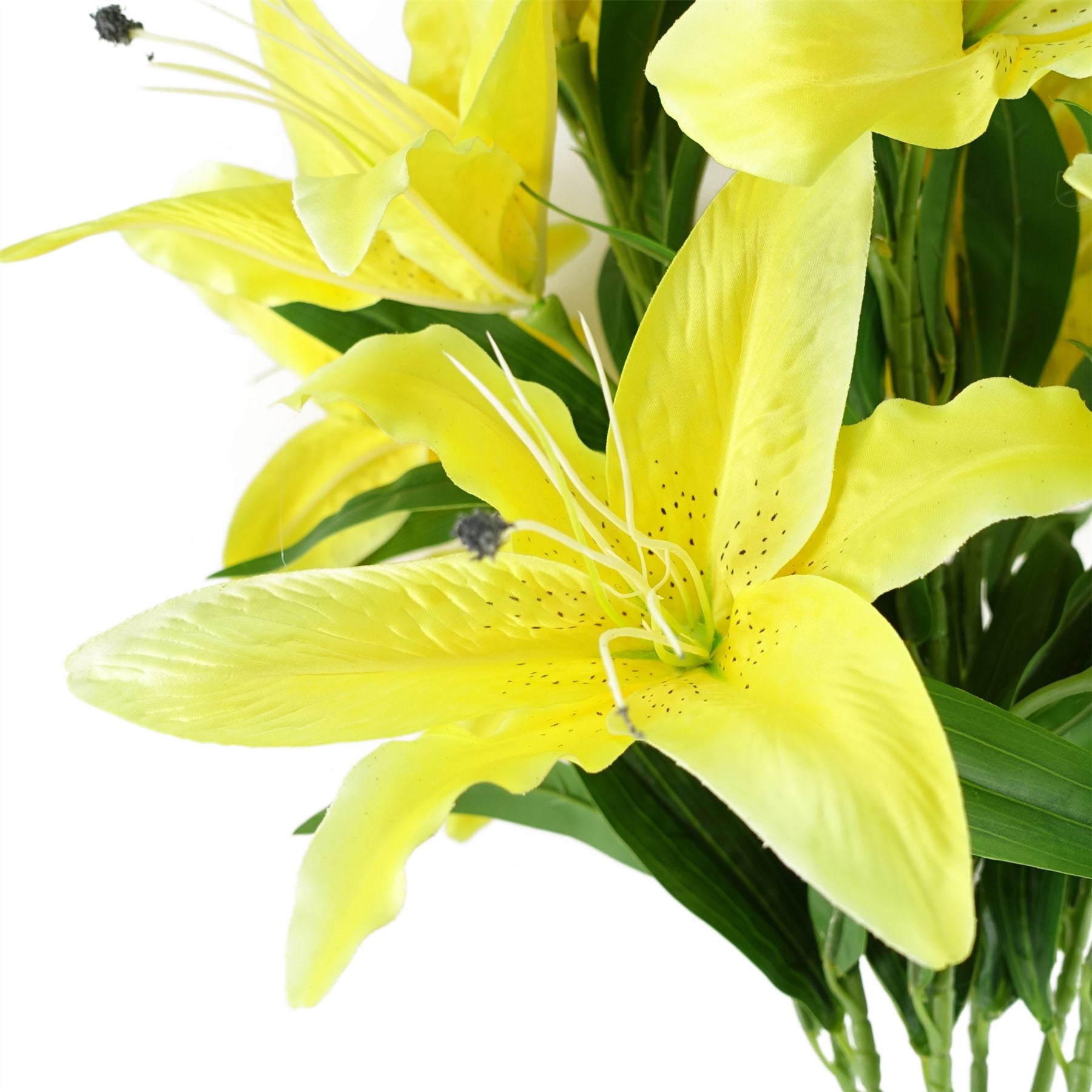 Pack of 6 x Artificial Flowers Large Yellow Lily Stem - 3 Flowers 100cm-3