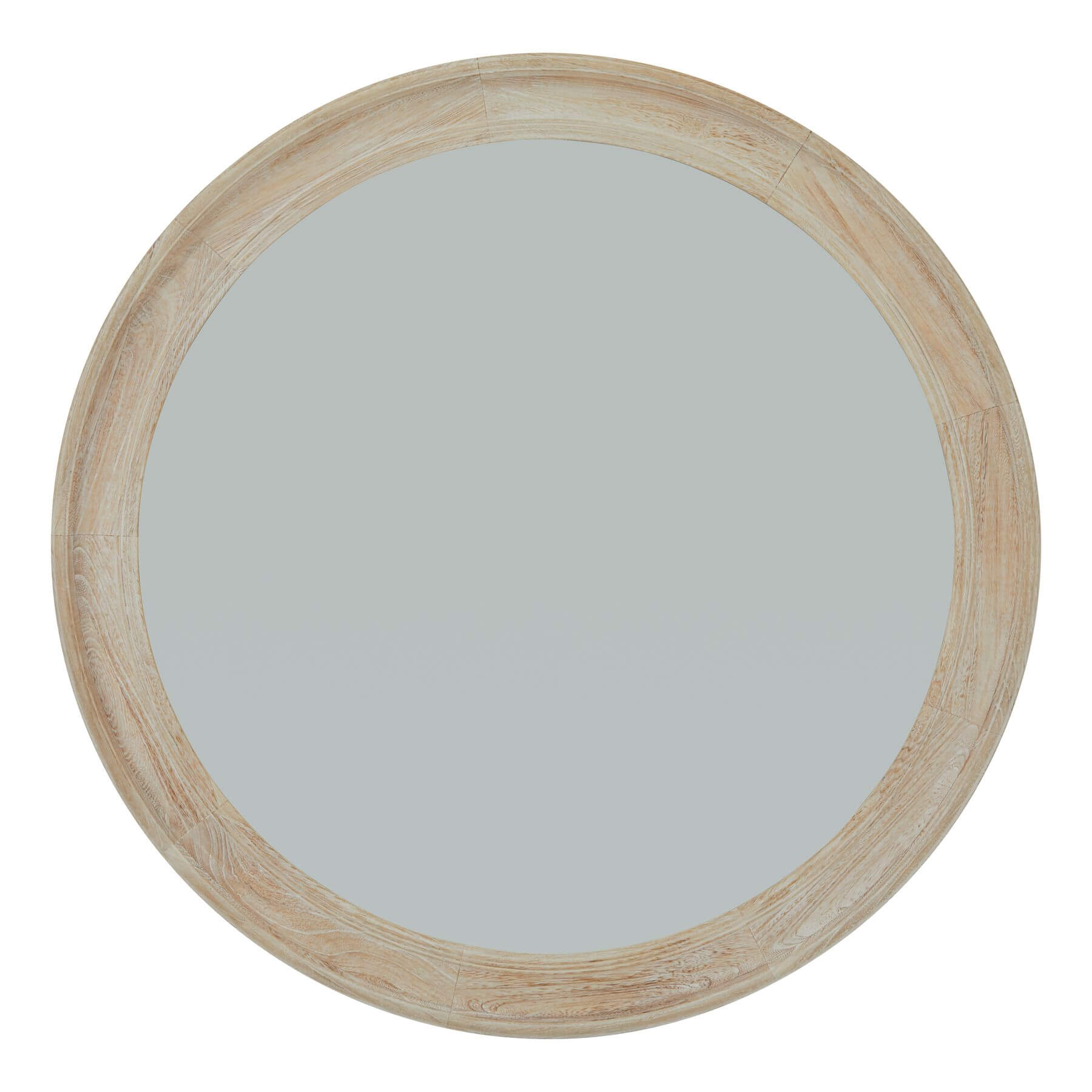 Vintage Round Mirror with Weathered Wood Frame 120cm