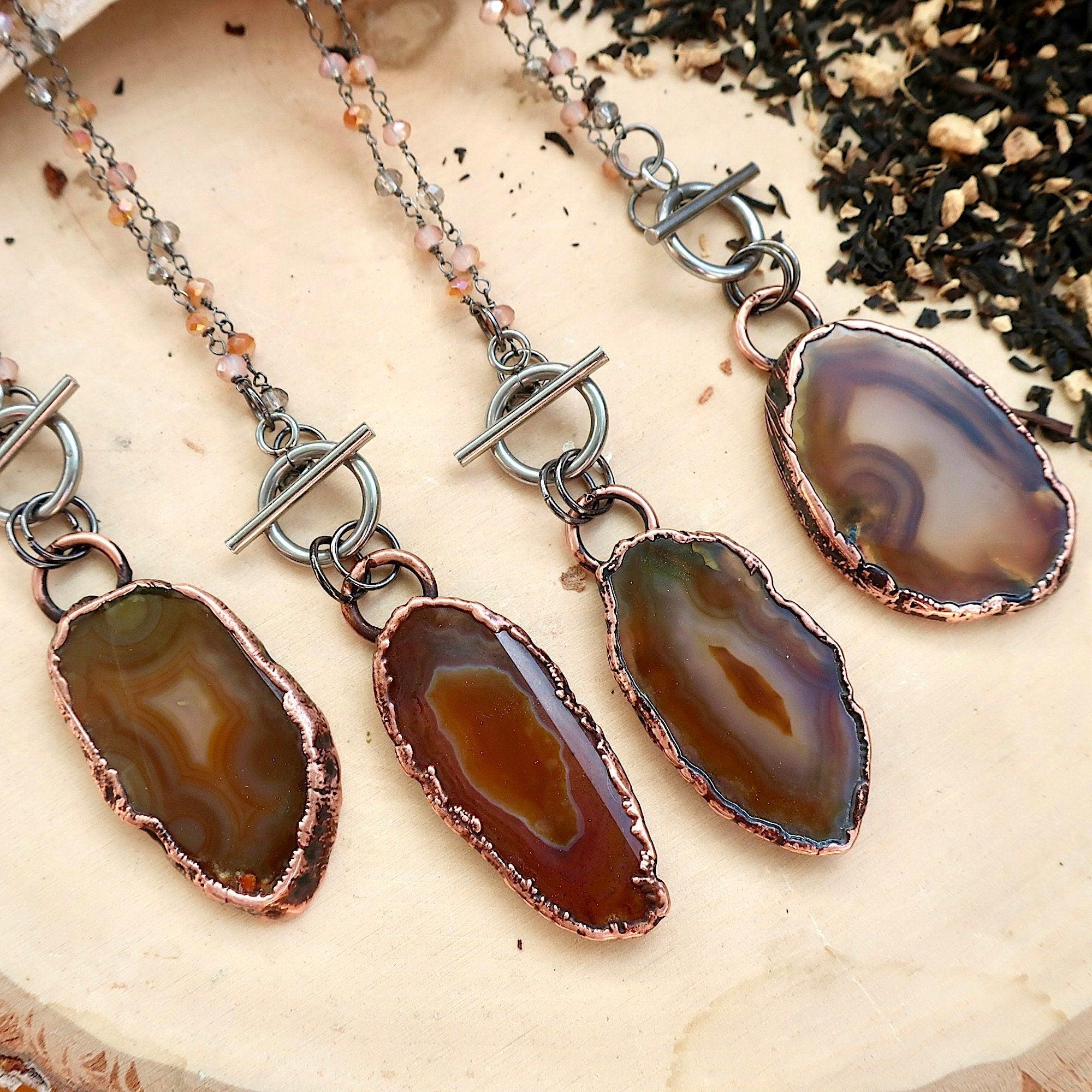 Agate Slice Necklace - Crystal Jewelry | Handmade by Blackbird &amp; Sage