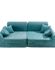 Large Modular Sofa in Turquoise Corduroy for Kids