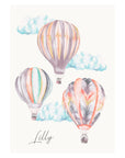 Watercolour Hot Air Balloons Personalised Children's Print