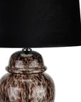 Handcrafted Glass Mottled Table Lamp with Black Velvet Shade