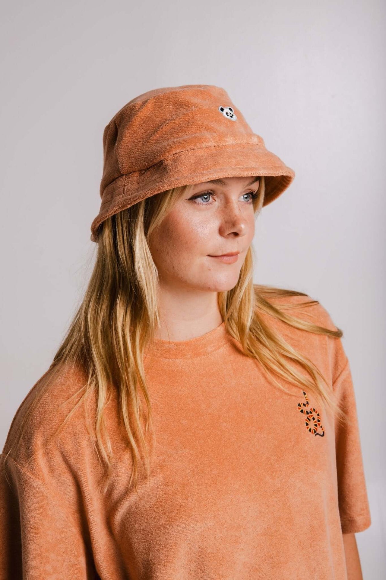 Terry fabric, embroidered, oversize-fit, unisex t-shirt. by Sossu at www.brixbailey.com