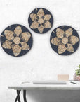 Set of Three Seagrass Bowls Wall Art - Black