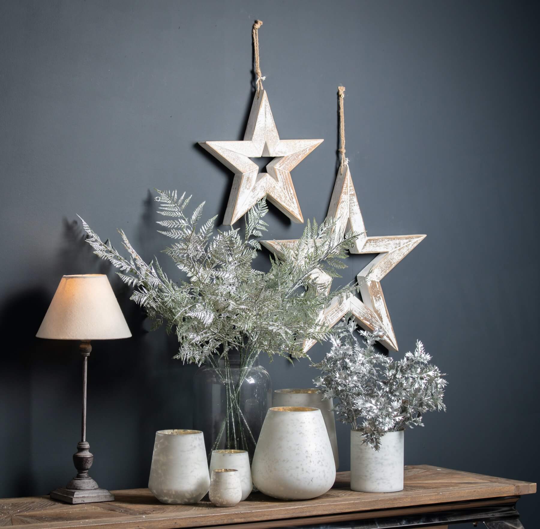Vintage White Wooden Star Decor | Shabby Chic Sparkle Accent
