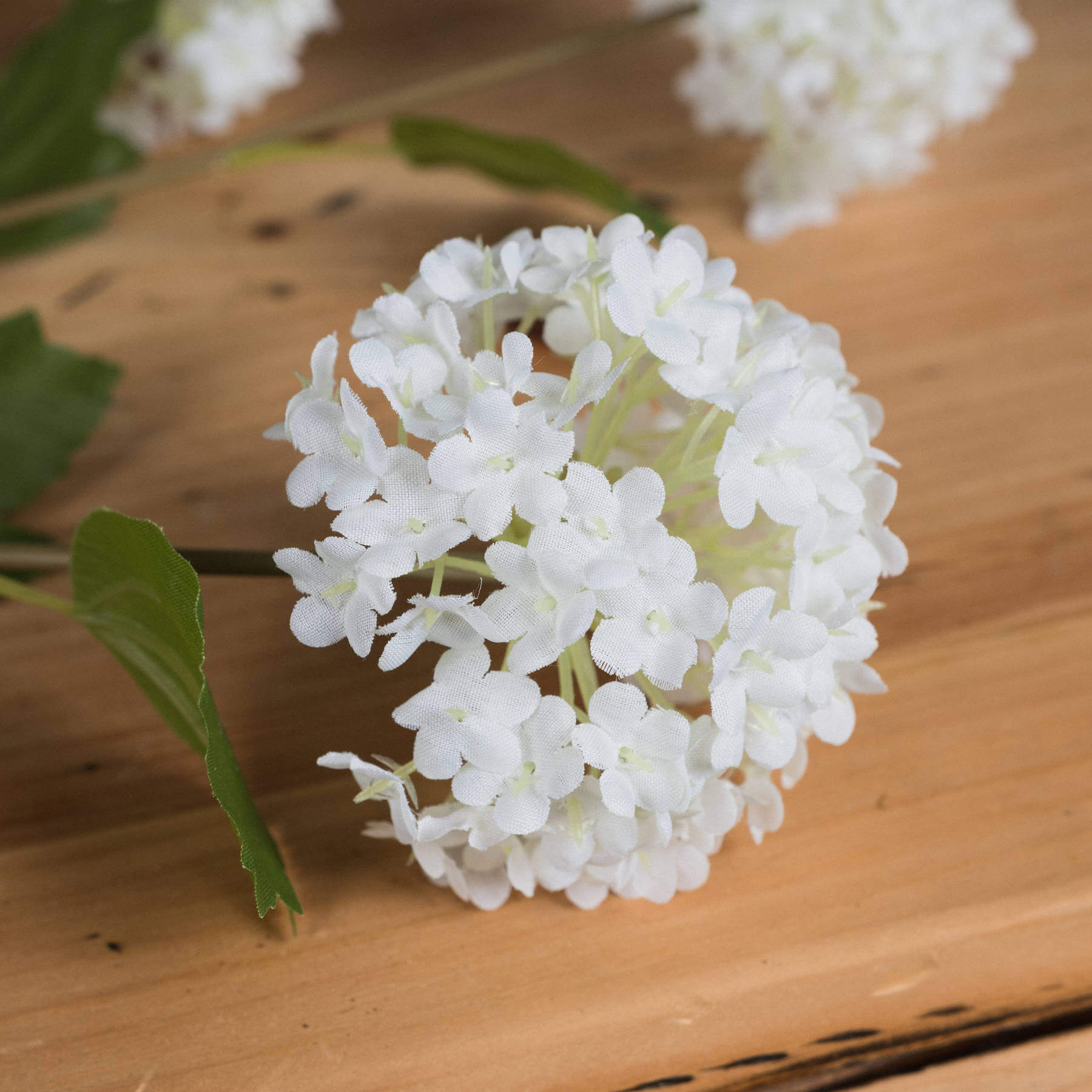 Everlasting Faux Snowball Spray with Realistic White Bloom Stem