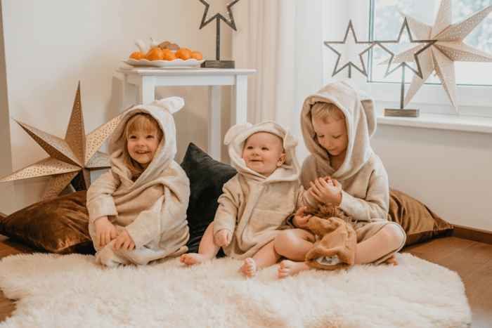 Bamboo Terry Toddler Poncho with Hood & Pockets