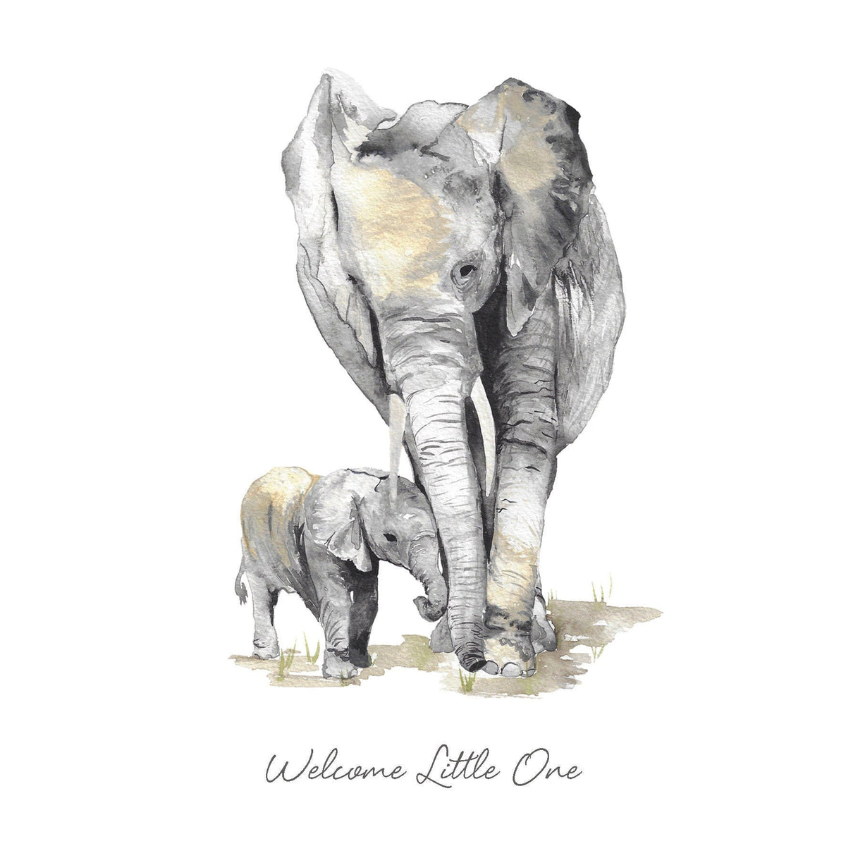 New baby Elephants hand painted greetings card