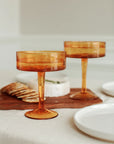 Handblown Hammered Coupe Cocktail Glass Pair-2