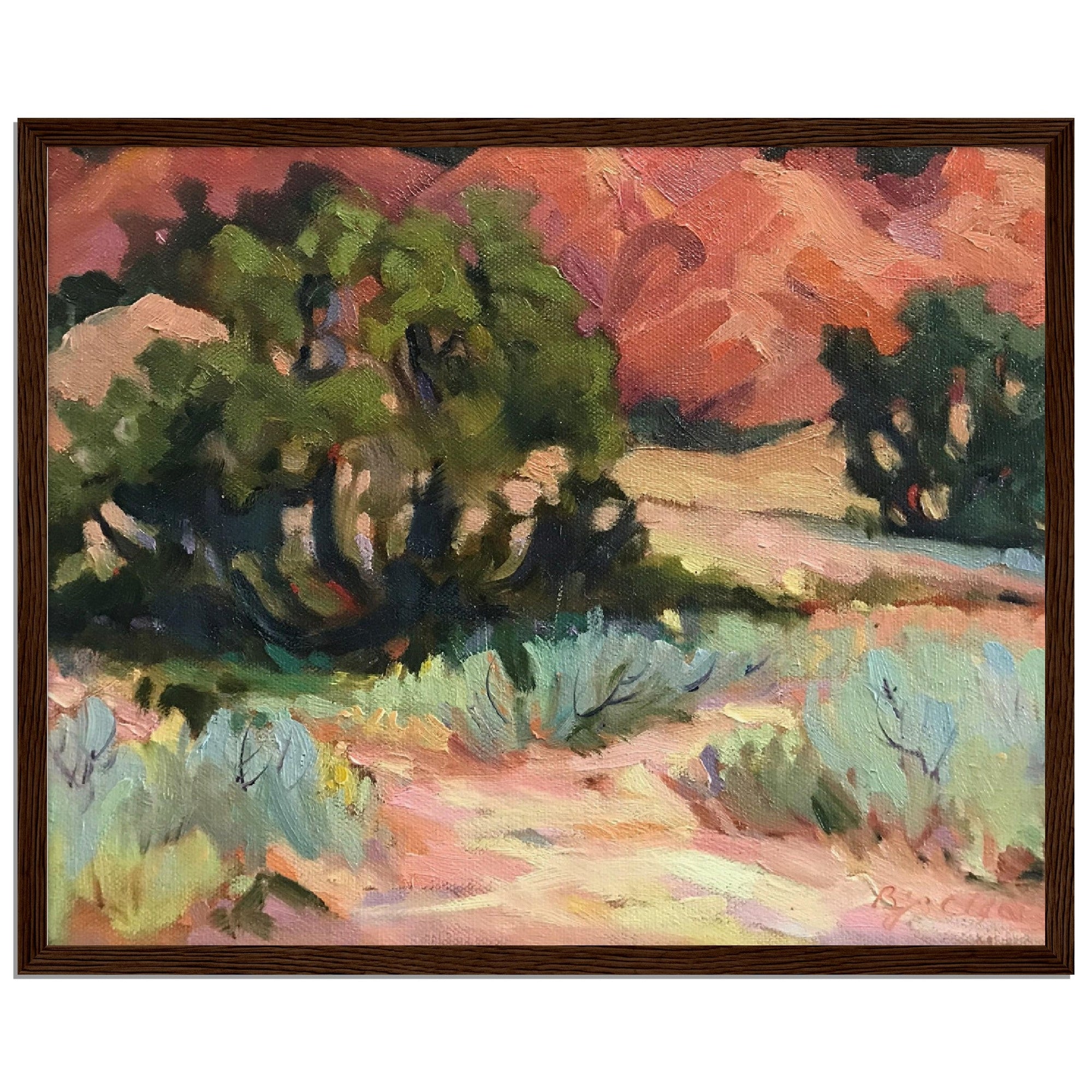 ‘Mesa at Ghost Ranch’ Southwestern Landscape | 16x20 Wooden Framed Art Print | Original Artwork by American Artist Barbara Cleary