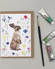 Spring bunny rabbit watercolour greetings card