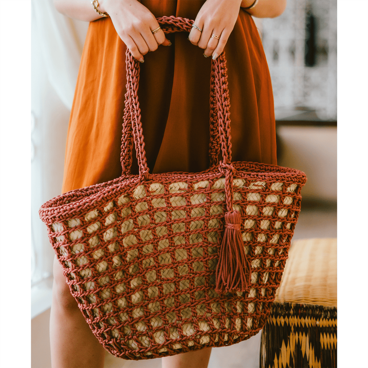 The Shopping Bag wicker &amp; fabric