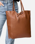 Camel Pebbled Leather Tote Shopper - Brix + Bailey