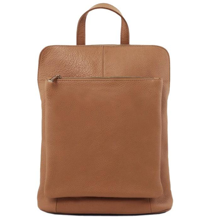 Camel Soft Pebbled Leather Backpack – Versatile & Stylish by Sostter at brixbailey.com