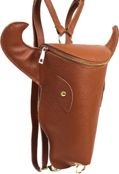 Camel Calf Head Leather Backpack Brix and Bailey