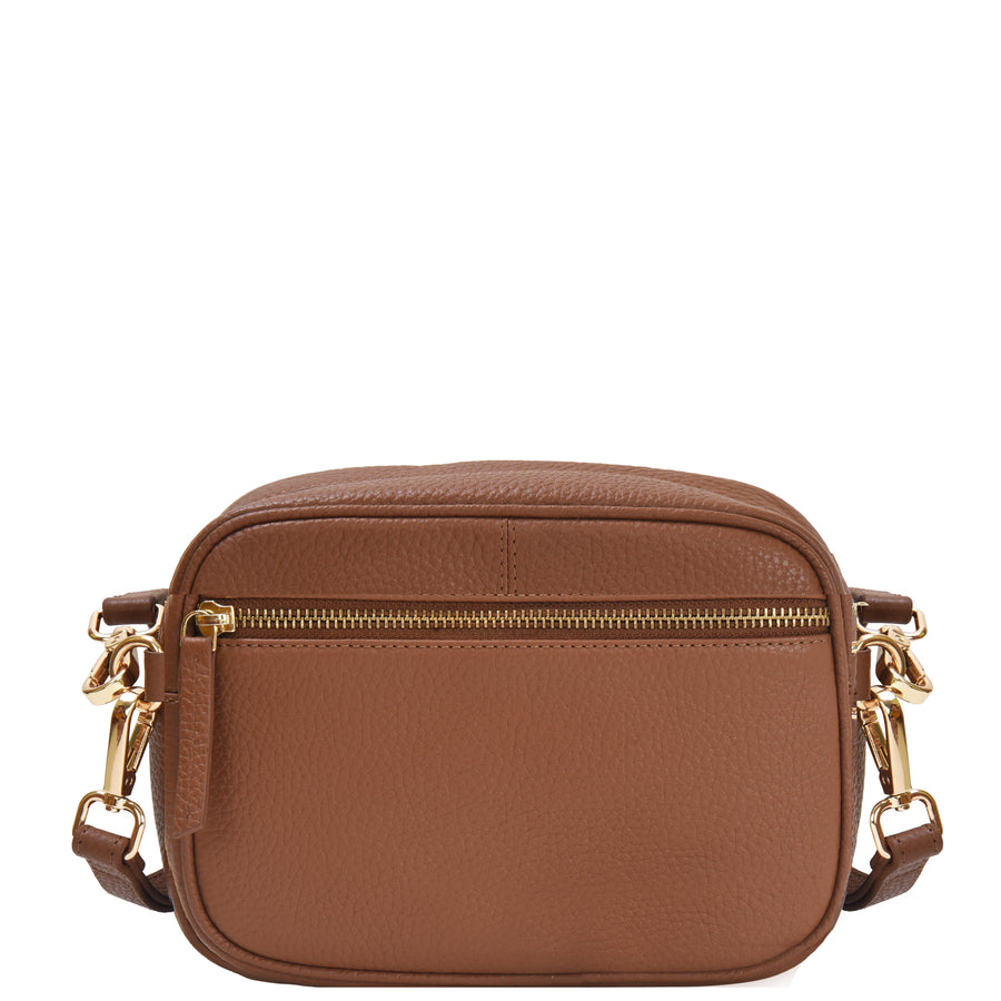 Tan Convertible Leather Crossbody Bag