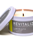Luxury revitalize soy candle with torn mint leaves, lemon slices, and icy oolong tea scent, handcrafted in Illinois by Labyrinth Made Goods at brixbailey.com