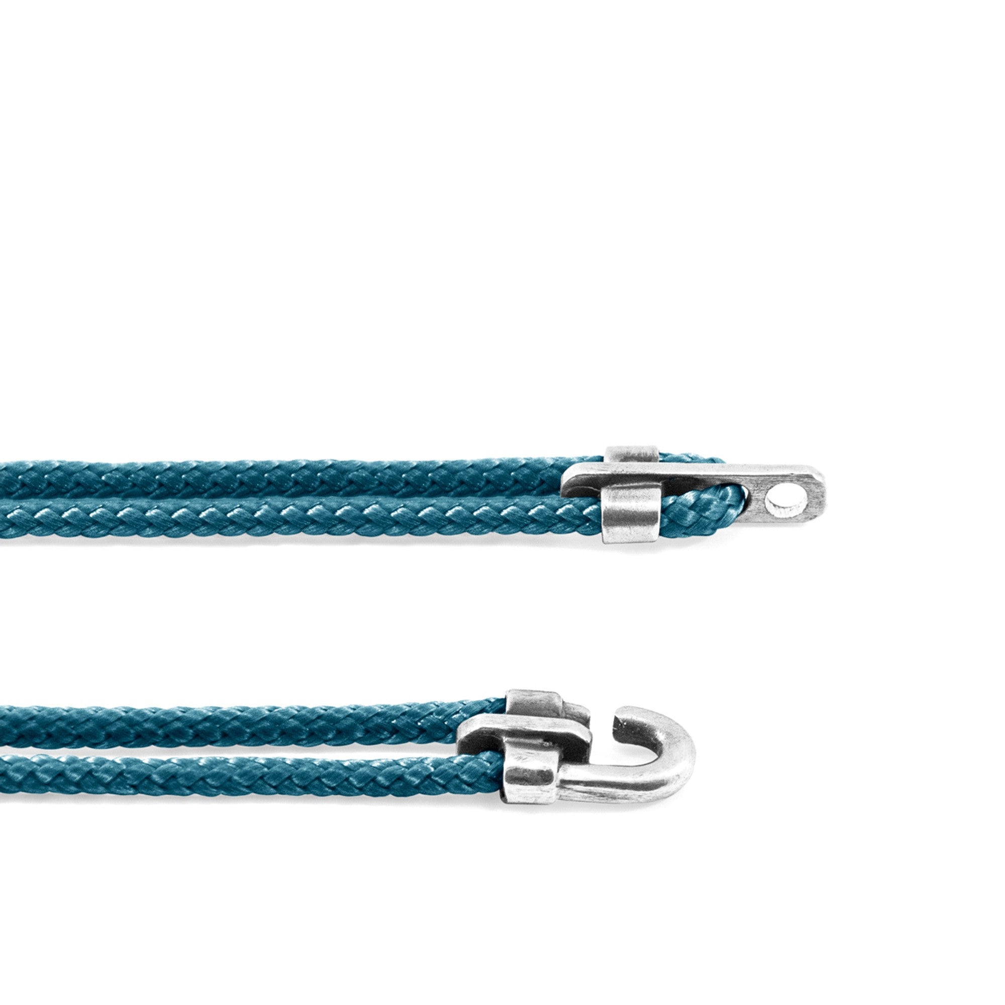 Silver and Rope Bracelet in Ocean Blue