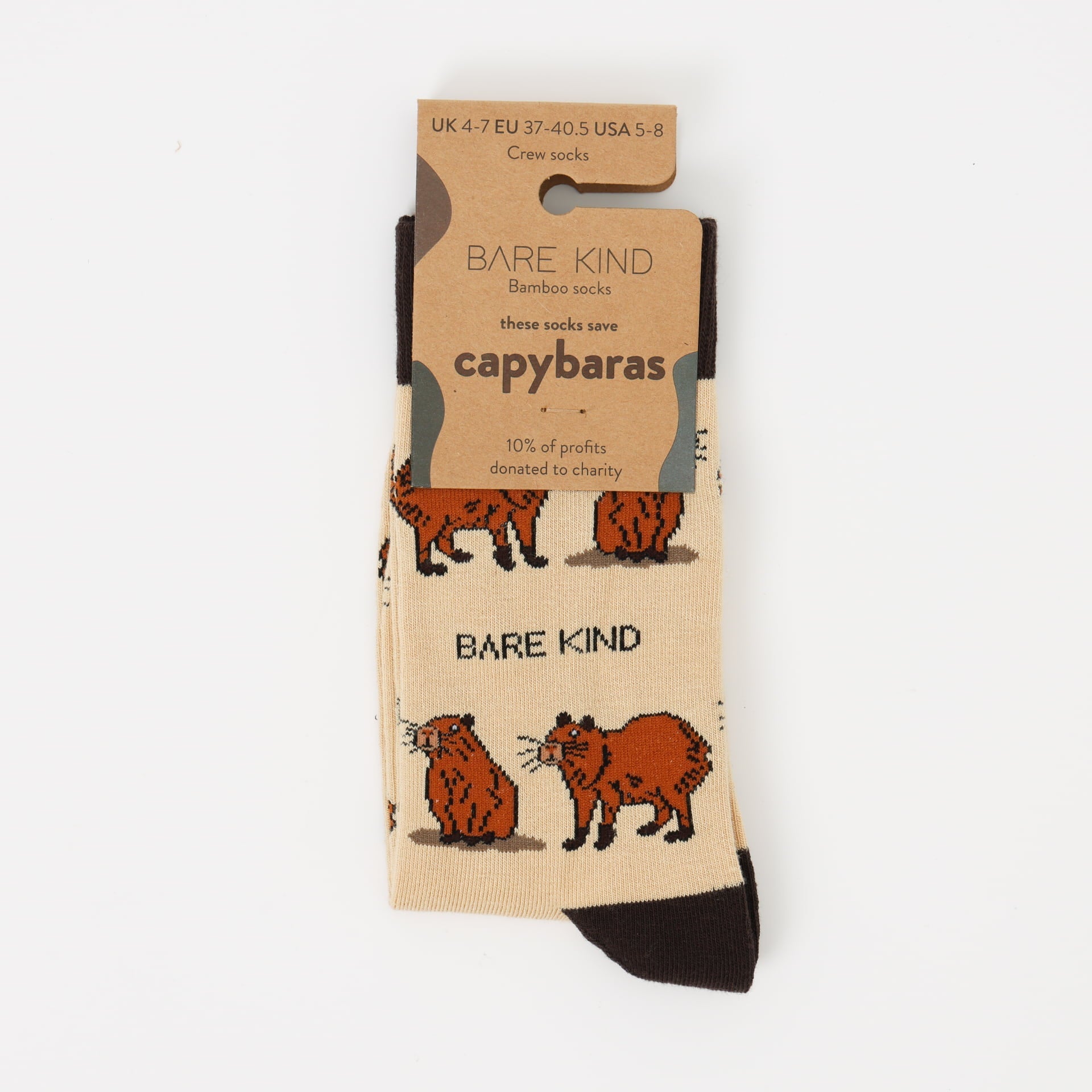 Save the Capybara Bamboo Socks in Brown