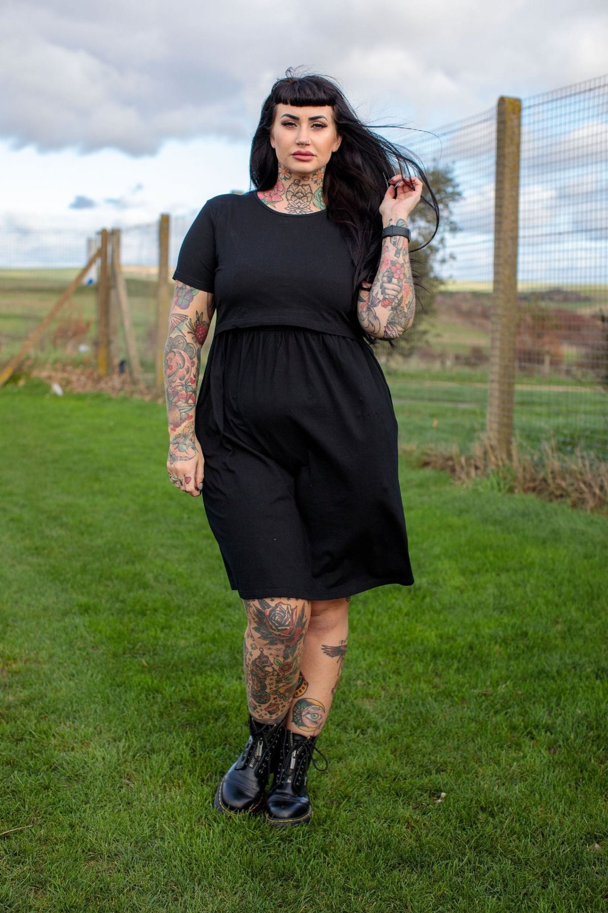 Black Breastfeeding Dress | Black Nursing Dress | Cotton Feeding Dress