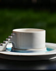 Castle Coffee Set – Handmade Cup and Saucer Set（blue glass)