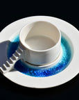 Castle Coffee Set – Handmade Cup and Saucer Set（blue glass)
